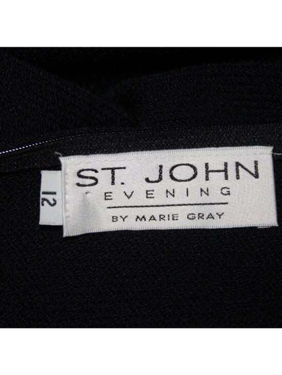 St John Evening Dress Sz 12 Black Sleeveless Santana Knit Mid Length Dress - Picture 5 of 9